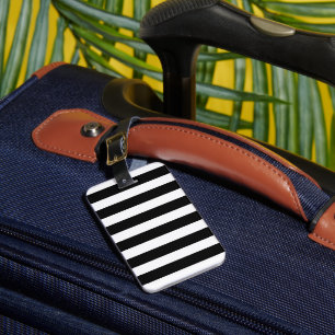 Black and White Stripes Luggage Tag