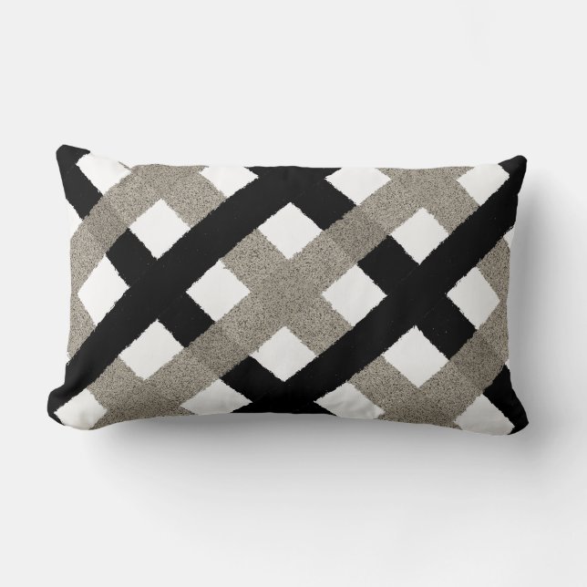 Black and White Stripes Lumbar Cushion (Front)