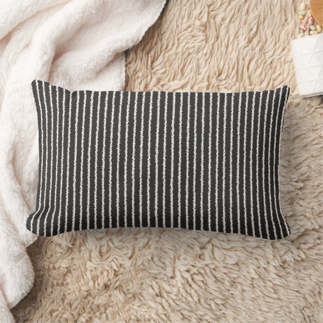 Black and White Stripes Lumbar Cushion (Blanket)