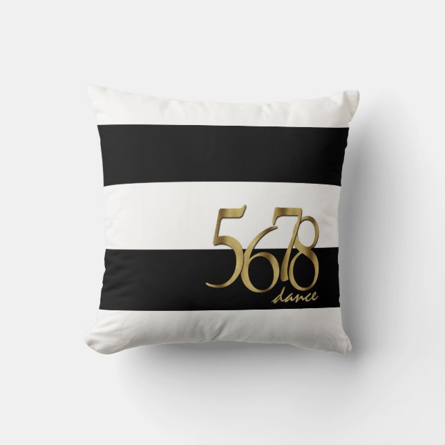 Black and White Stripes Modern Dance Typography Cushion (Front)