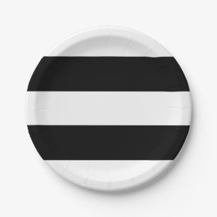 Black and White Stripes Modern Paper Plate