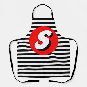 Black and white stripes Monogram S Apron