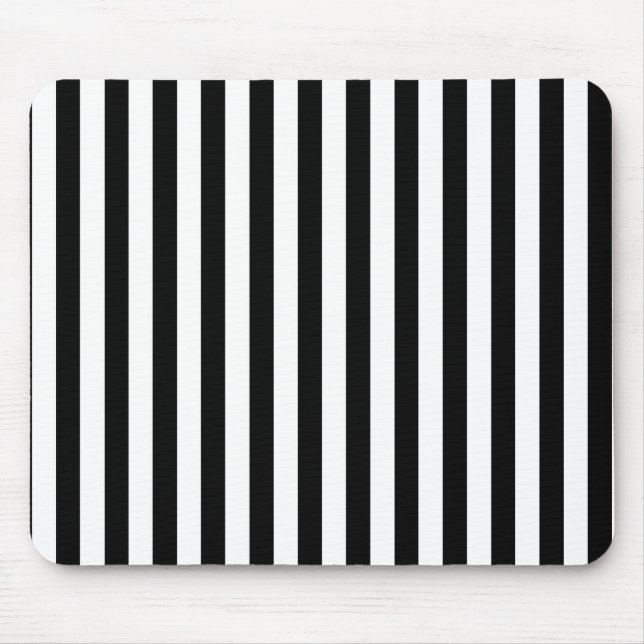 Black and White Stripes Mouse Pad (Front)