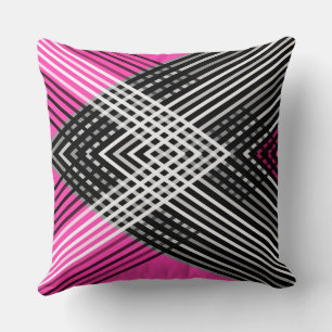Black and white stripes on a bright pink neon back cushion