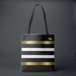 Black and white stripes pattern gold accents tote bag<br><div class="desc">Black and white stripes pattern with gold accents.</div>