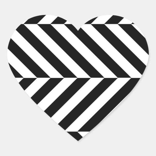 Black and white stripes pattern heart sticker (Front)