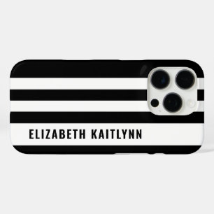 Black and White Stripes Pattern Personalised  iPhone 16 Pro Case