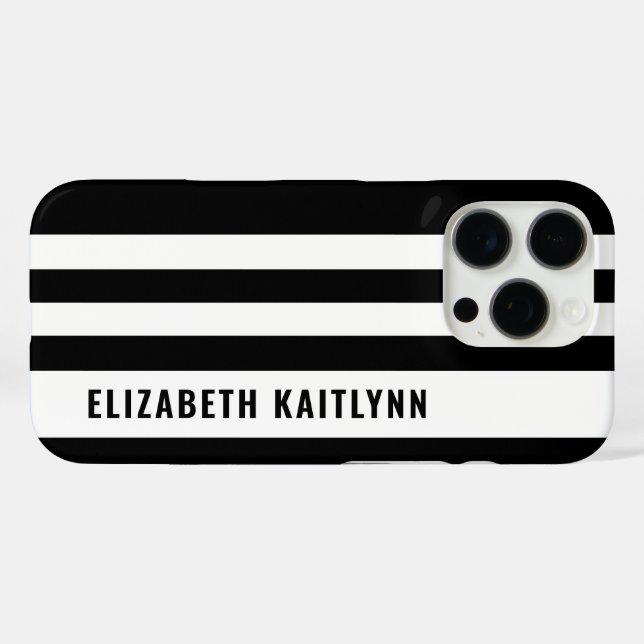 Black and White Stripes Pattern Personalised  Case-Mate iPhone Case (Back (Horizontal))