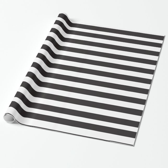 Black And White Stripes Pattern Wrapping Paper (Unrolled)