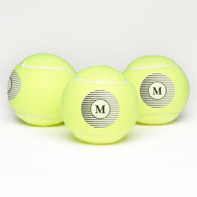 Black And White Stripes Patterns Monograms Stylish Tennis Balls (Multi)