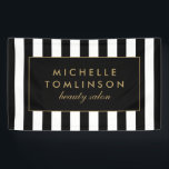 Black and White Stripes Salon Banner<br><div class="desc">Coordinates with the Black and White Stripes Salon III Business Card Template and office supplies by 1201AM. Your name or business name is elegantly displayed over a black and white striped background for a very chic and stylish aesthetic. This customised banner is great to use for signage, trade shows, booth...</div>
