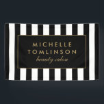 Black and White Stripes Salon Banner<br><div class="desc">Coordinates with the Black and White Stripes Salon III Business Card Template and office supplies by 1201AM. Your name or business name is elegantly displayed over a black and white striped background for a very chic and stylish aesthetic. This customised banner is great to use for signage, trade shows, booth...</div>