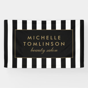 Black and White Stripes Salon Banner