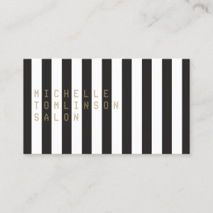 Black and White Stripes Salon Business Card