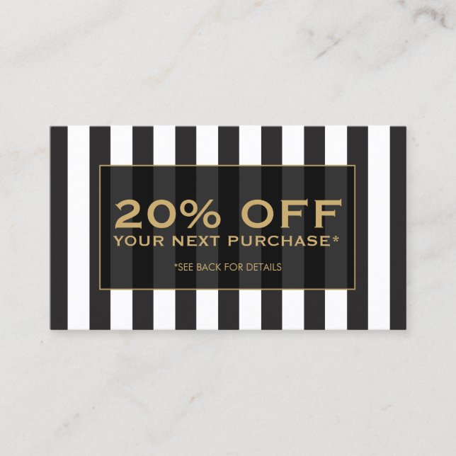 Black and White Stripes Salon III Coupon Card (Front)