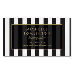 Black and White Stripes Salon III Magnetic Business Card