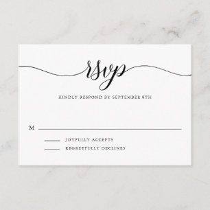 Black and White Stripes Simple Script RSVP Enclosure Card