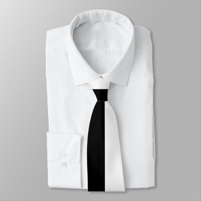 Black And White Stripes Solid Colours Design Tie (Tied)