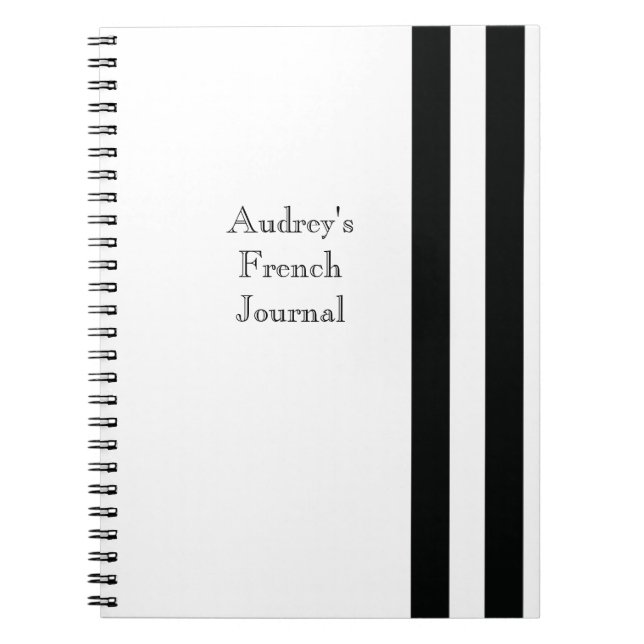 Black and White Stripes Spiral Notebook (Front)