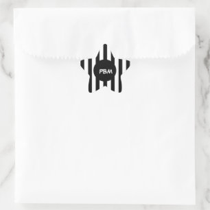 Black and White Stripes Star Sticker