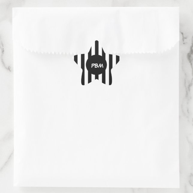 Black and White Stripes Star Sticker (Bag)