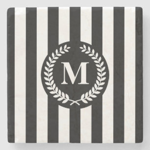 Black and White Stripes Stone Coaster