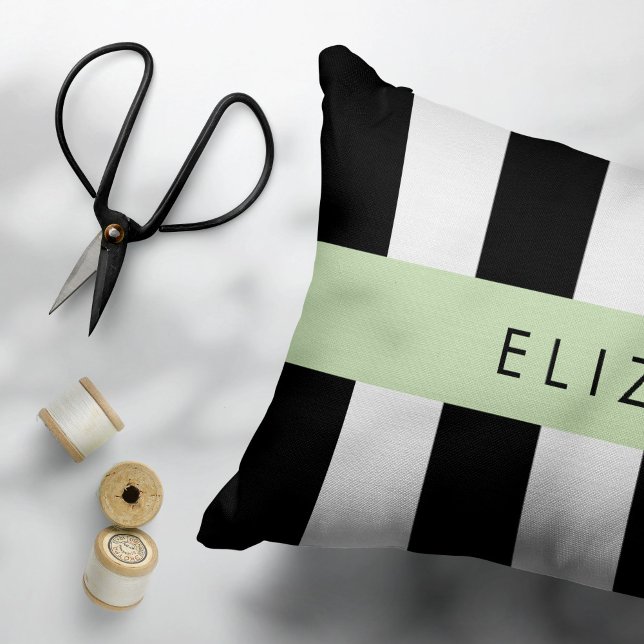 Black and White Stripes, Striped, Lines, Your Name Pillowcase (Creator Uploaded)