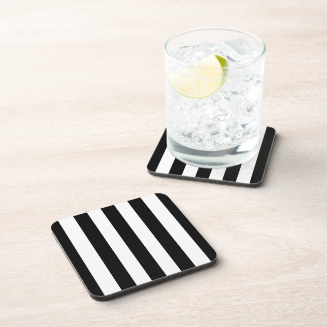 Black and White Stripes, Striped Pattern, Lines Coaster (Right Side)