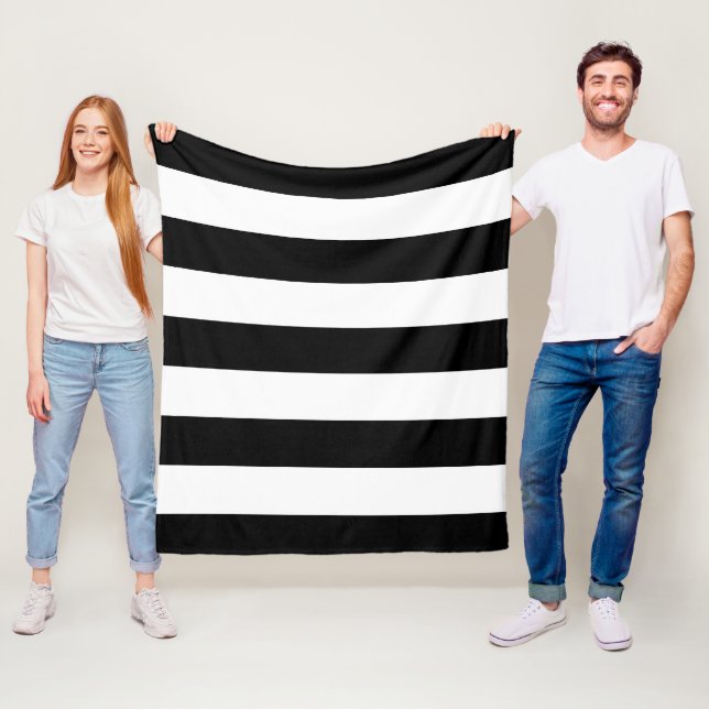 Black and White Stripes, Striped Pattern, Lines Fleece Blanket (In Situ)