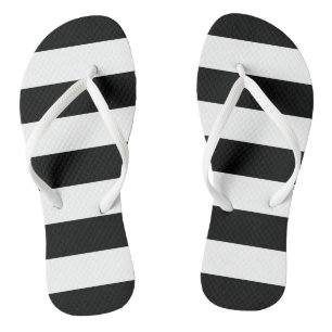 Black and White Stripes, Striped Pattern, Lines Jandals