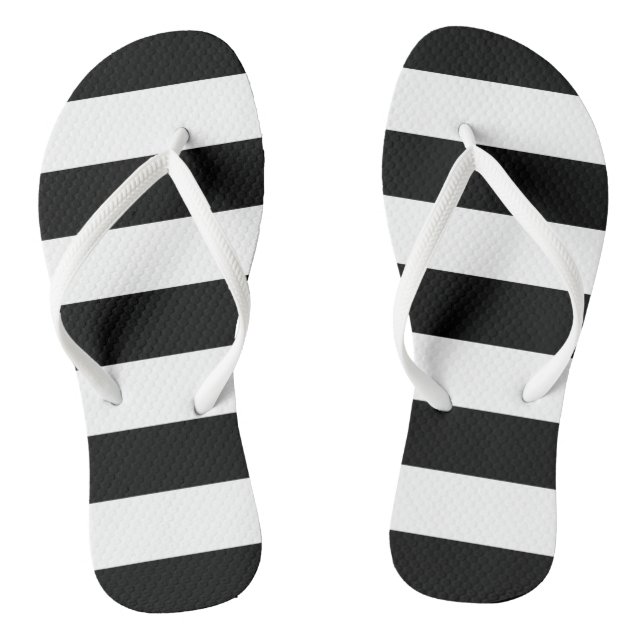 Black and White Stripes, Striped Pattern, Lines Jandals (Footbed)