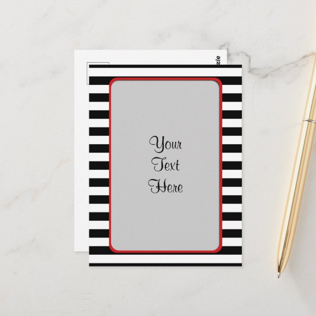 Black and White Stripes, Striped Pattern, Lines Postcard (Front/Back In Situ)