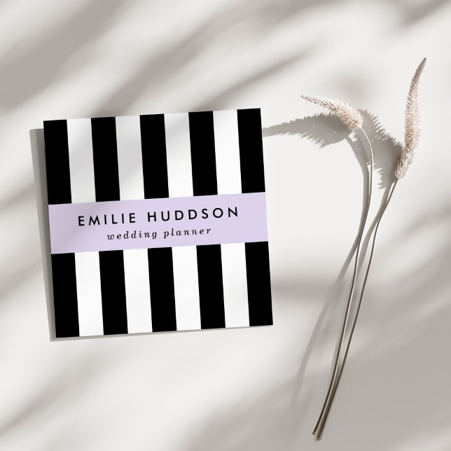 Black and White Stripes, Striped Pattern, Lines Square Business Card (Creator Uploaded)