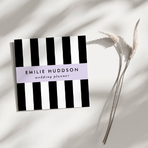 Black and White Stripes, Striped Pattern, Lines Square Business Card