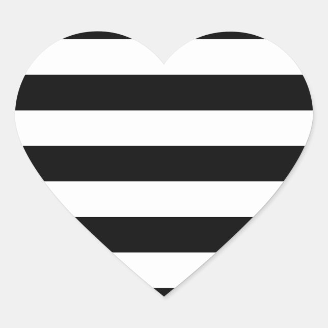 Black And White Stripes Stylish Heart Sticker (Front)