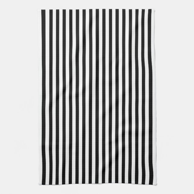 Black and White Stripes Tea Towel (Vertical)