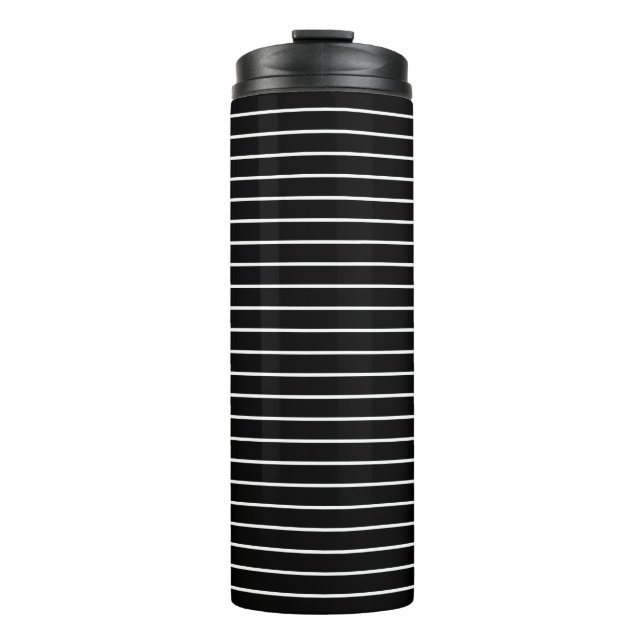 Black and White Stripes Thermal Tumbler (Front)