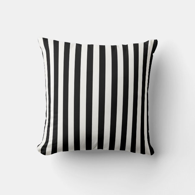 Black and White Stripes Throw Pillow (Front)