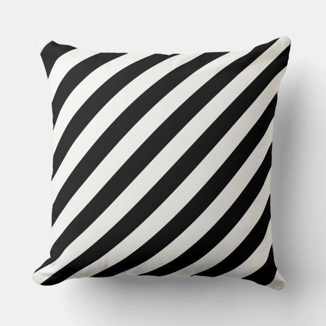 Black and White Stripes Throw Pillow (Front)