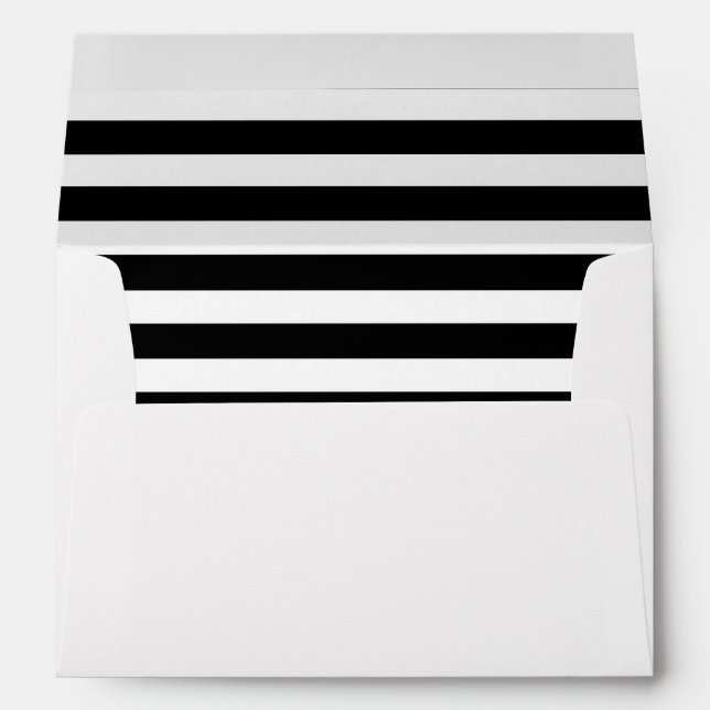 Black and White Stripes Wedding Envelope (Back (Bottom))