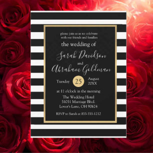 Black and White Stripes Wedding Invitation