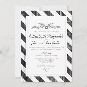 Black And White Stripes Wedding Invitations