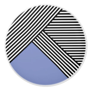 Black and white stripes with blue triangle ceramic knob