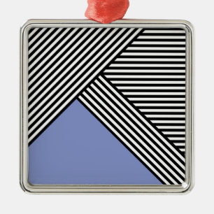 Black and white stripes with blue triangle  metal tree decoration