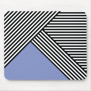 Black and white stripes with blue triangle mouse pad