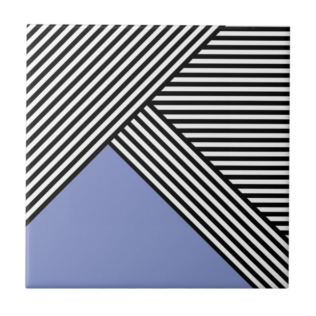 Black and white stripes with blue triangle   tile (Front)