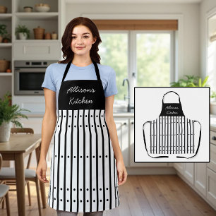 Black and white stripes with dots. Custom  Apron