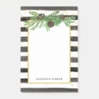 Black and White Stripes with Gold and Pine Cones