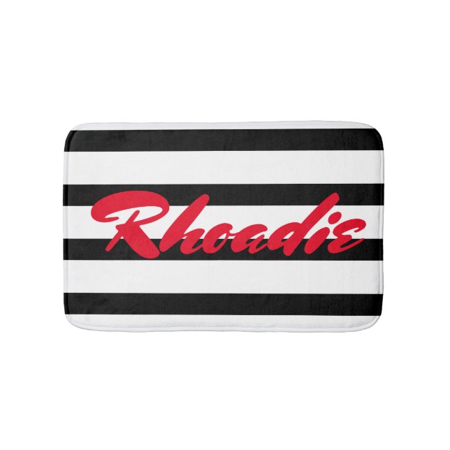 Black and white stripes with red bath mat (Front)