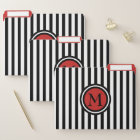 Black and White Stripes With Red Monogram